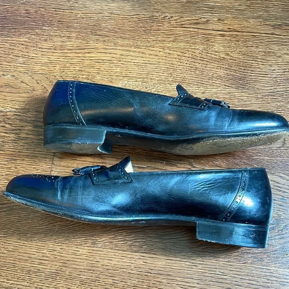 Vtg‎ Salvatore Ferragamo “Caronte” black Oxford style slip on dress shoes